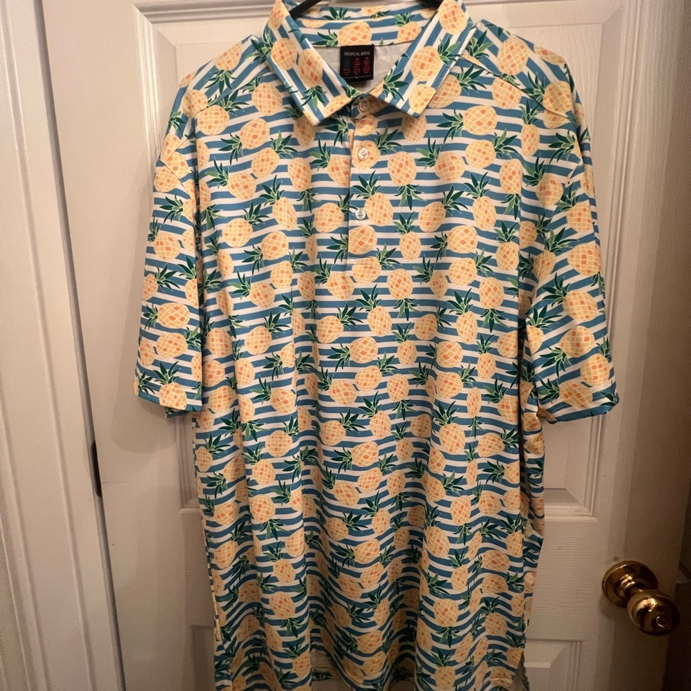 Tropical Bros Pineapple Swinger Golf Casual Stretch Polo Shirt Mens XL